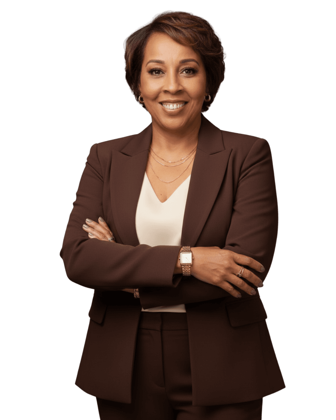 Leila — foto institucional em terno marrom